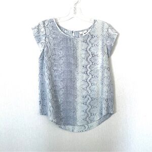 Joie Rancher Snake Print Silk Blouse in Light Blue